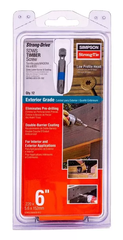 0.22 In. 6 In. Low Profile Structure Screw With T-40 Drive