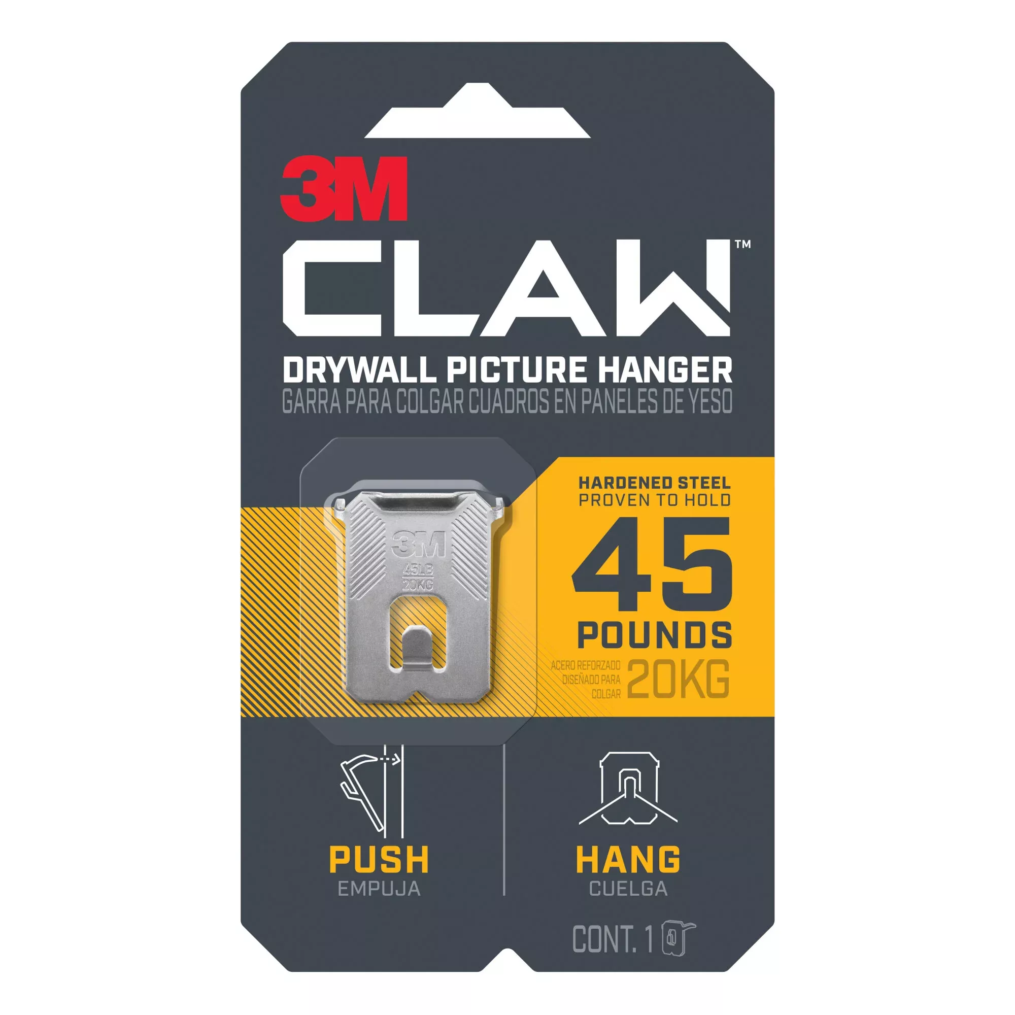 3M CLAW Drywall Picture Hanger 45 lb 3PH45-1ES, 1 hanger