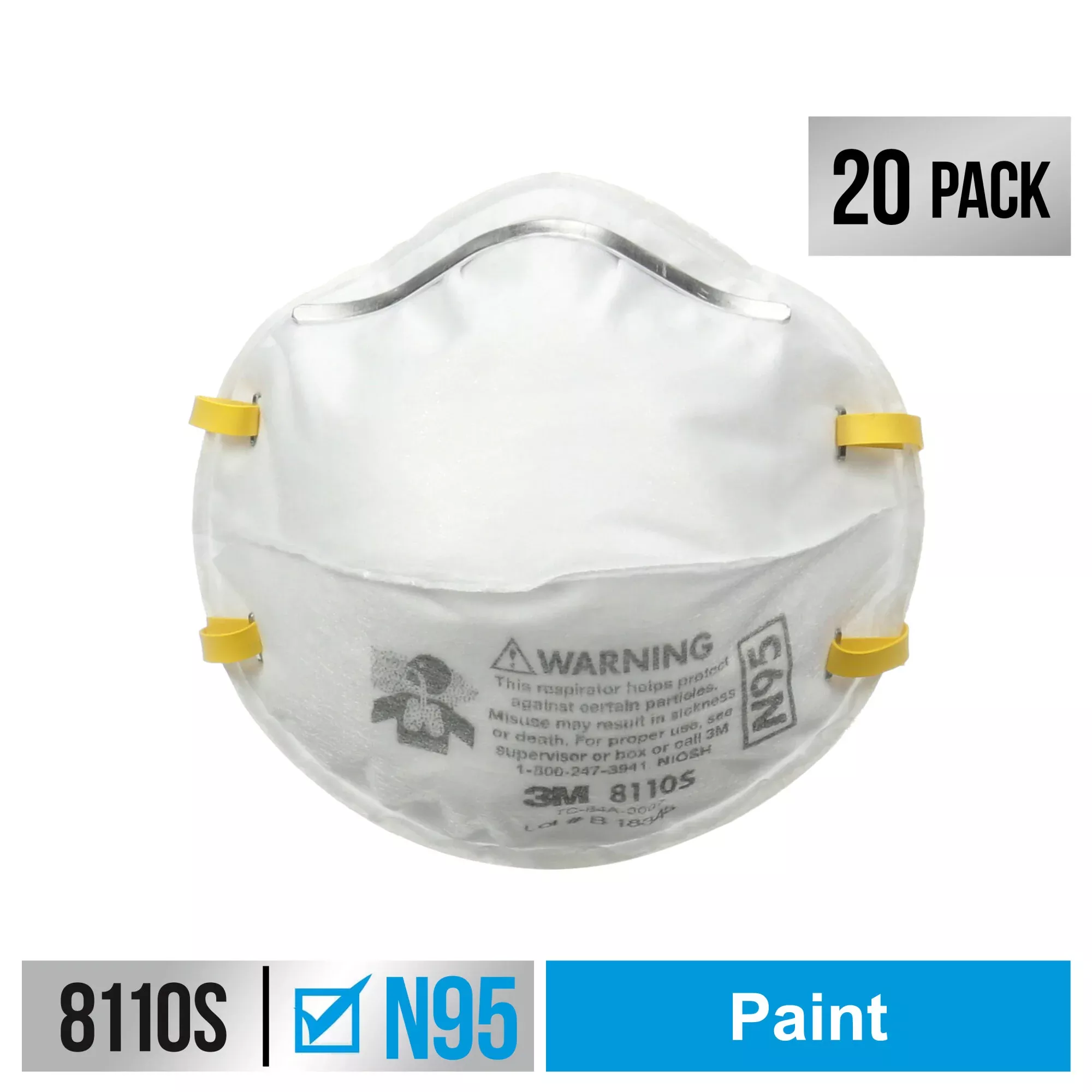 3M Performance Paint Prep Respirator N95 Particulate, 8110SP20-DC, SizeSmall
