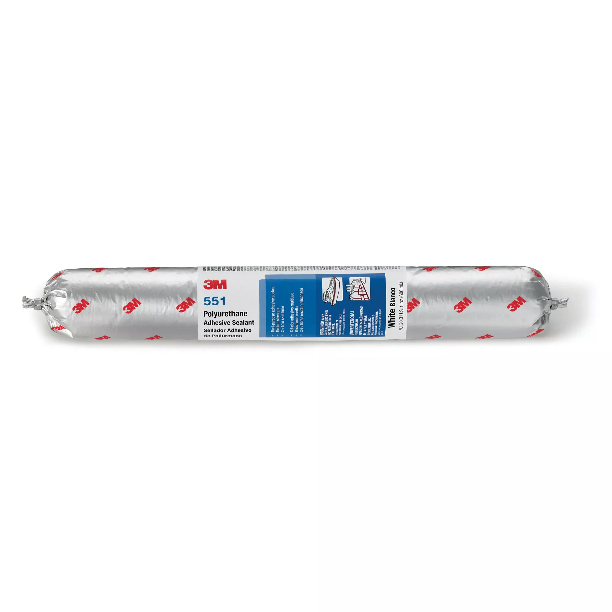 3M Polyurethane Adhesive Sealant 551, White, 600 mL Sausage Pack
