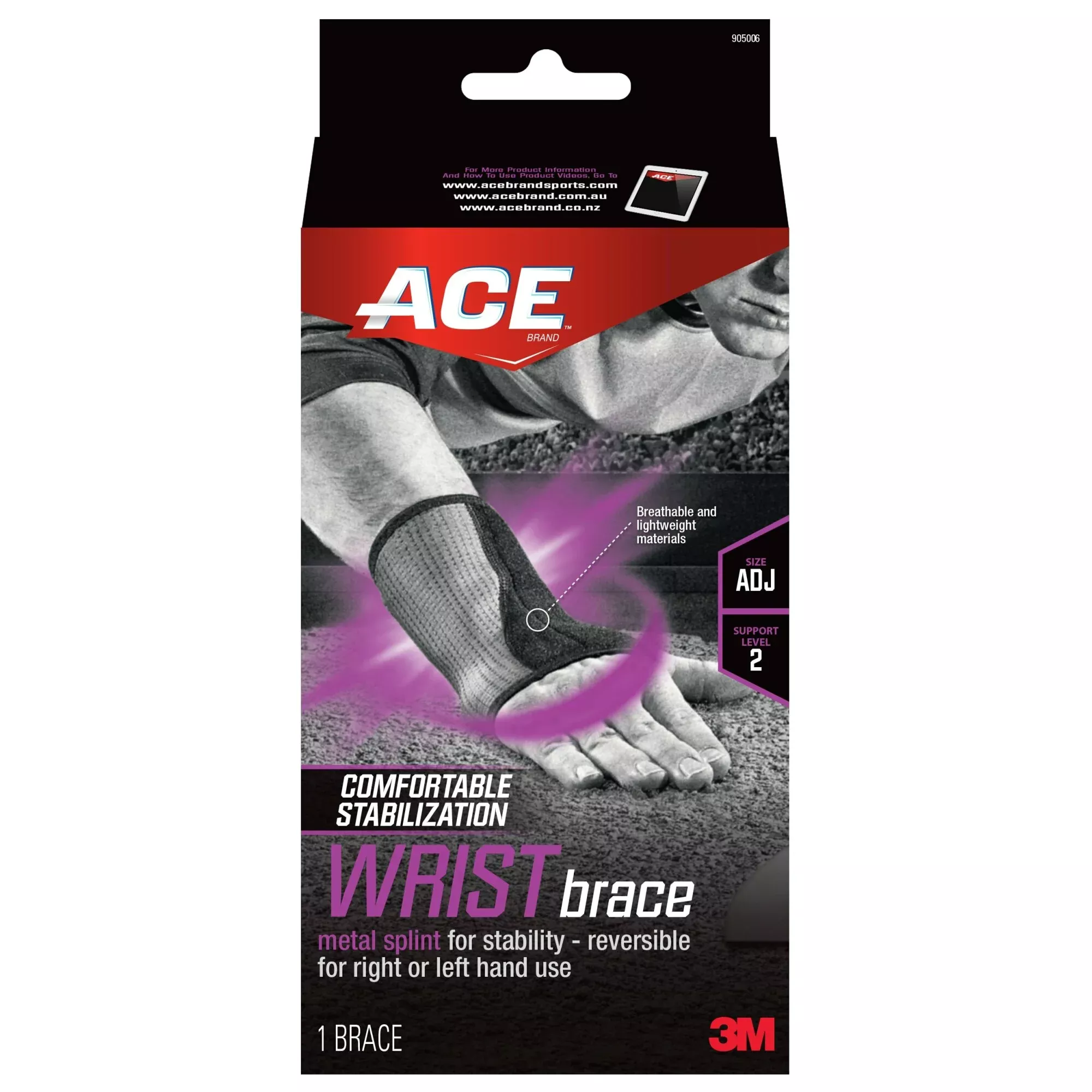 ACE Reversible Splint Wrist Brace, 905006, Adjustable