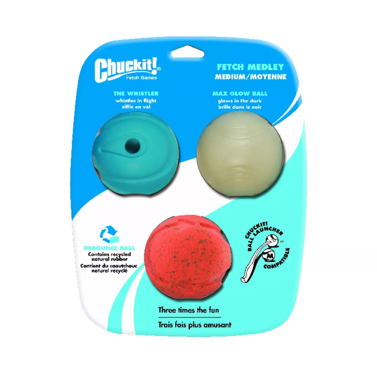! Assorted Rubber Glow, Whistler & Rebounce Bounce Ball Medium 3 Pk - 0520520