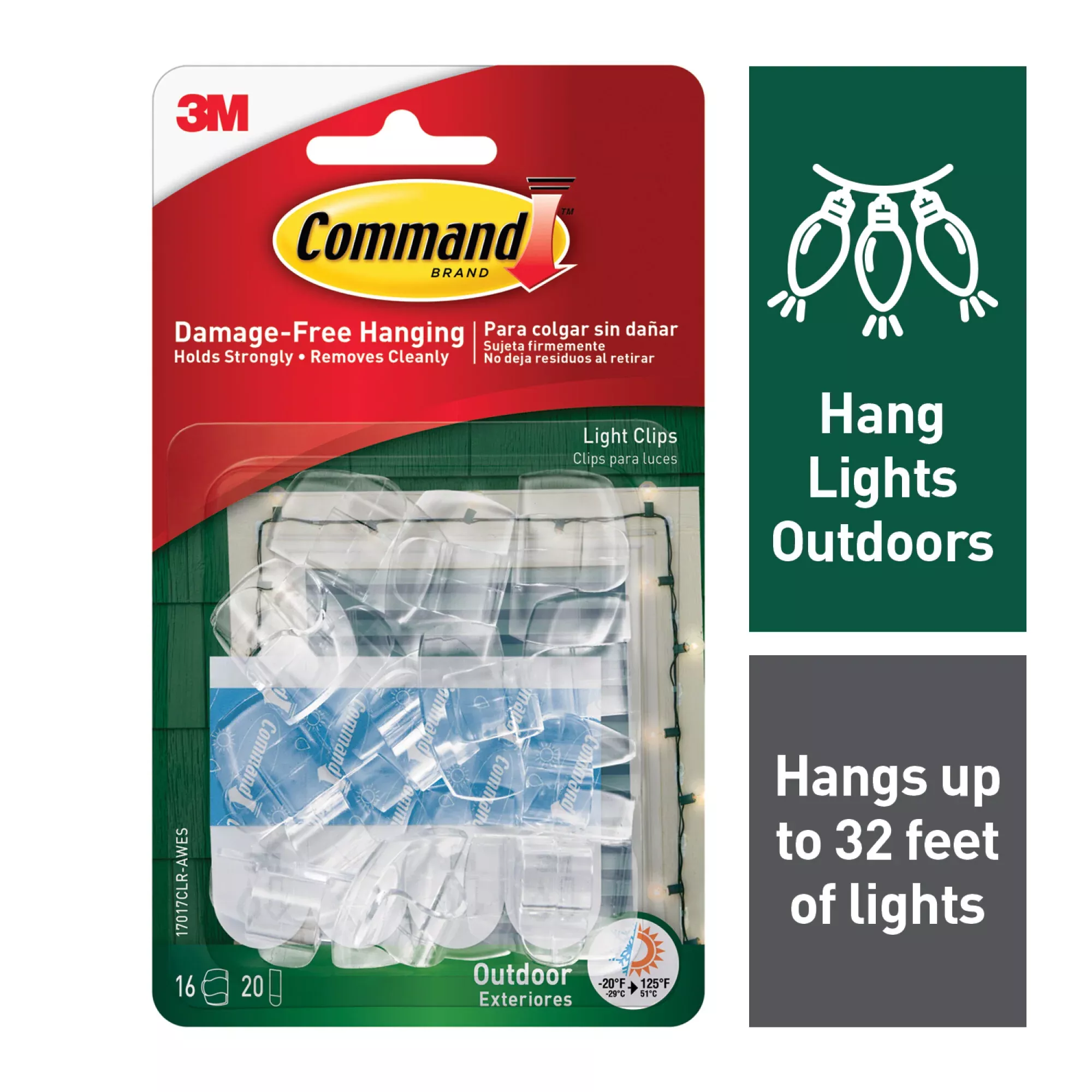 Command Outdoor Light Clips with Foam Strips 17017CLR-AWES