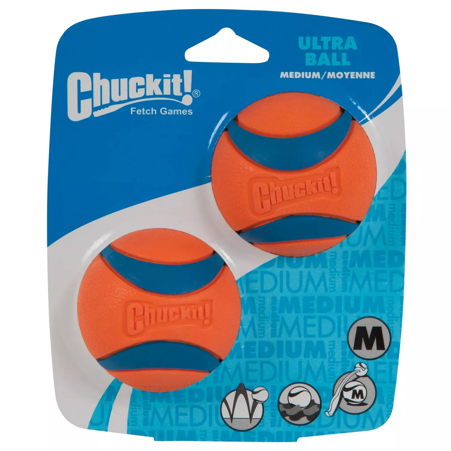 ! For Dog Blue/orange Rubber Fetch Ball Ultra Ball Medium 2 Pk
