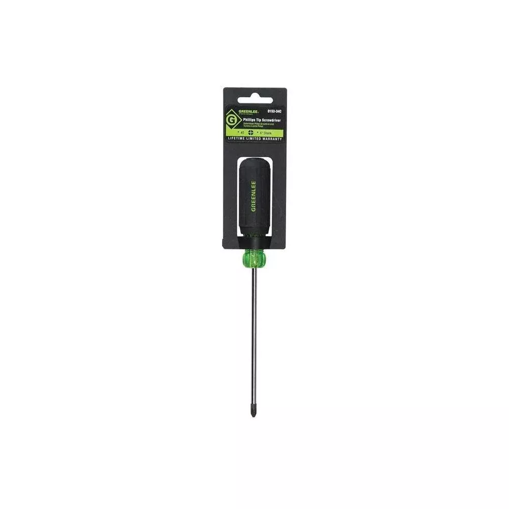 Greenlee 0153-34C Screwdriver, Heavy Duty Phillips #2 x 6"
