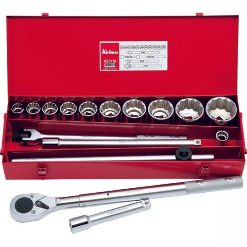 Ko-Ken 6201A Socket Set 12 Point 18 Pieces 3/4 Sq. Drive
