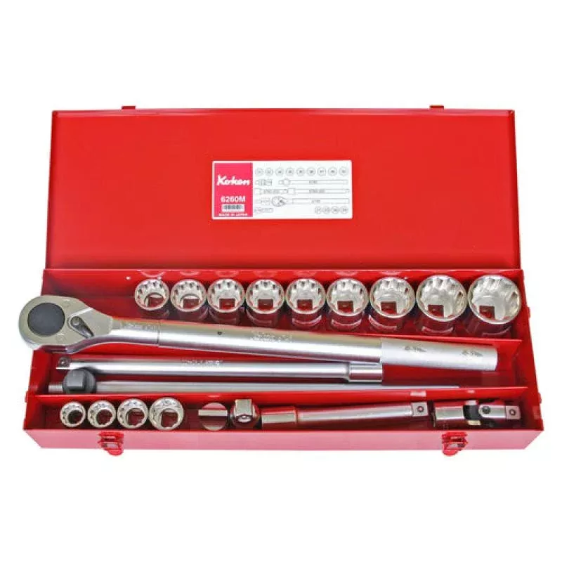 Ko-Ken 6260A Socket Set 12 Point 25 Pieces 3/4 Sq. Drive