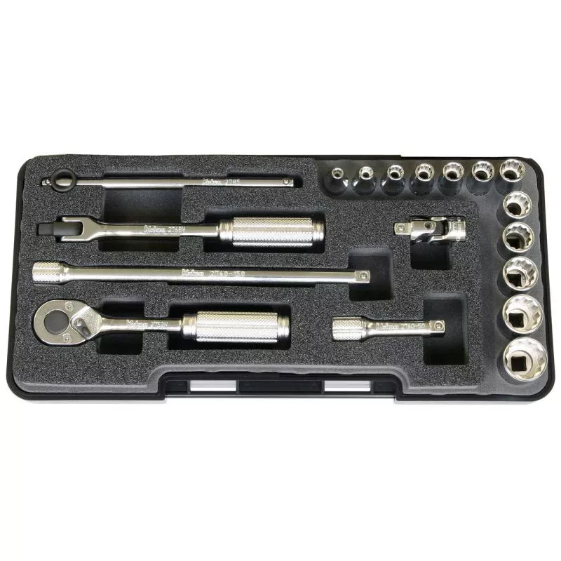 Ko-Ken P2281A-12P 1/4 Sq. Dr. Socket set 12 point Plastic Case 18 pieces