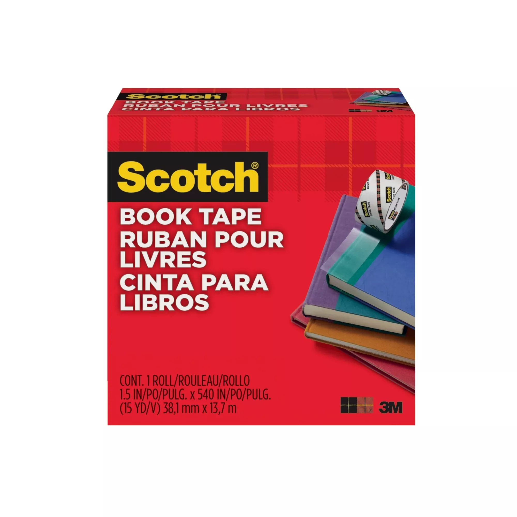 Scotch Book Tape, 845-150, 1.5 in x 540 in (15 yd) (38,1 mm x 13,7 m)