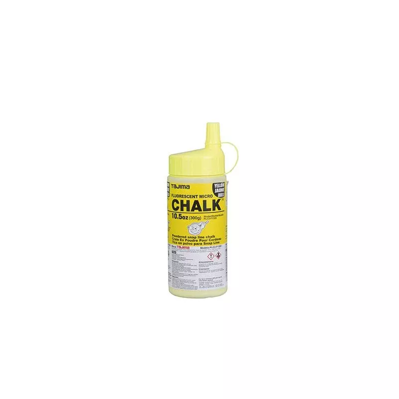 Tajima Tool PLC2-FY300 CHALK-RITE Micro Chalk Ultra-Fine Fluorescent Yellow Chalk 300 Gr./ 10.5 Oz. with Easy Fill Nozzle