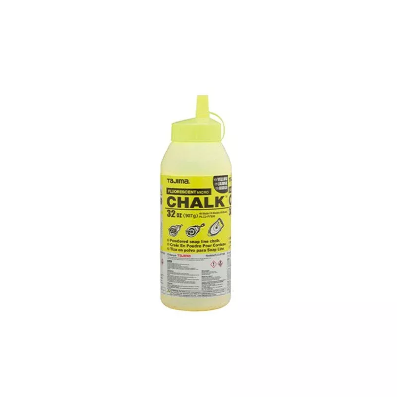 Tajima Tool PLC2-FY900 Micro Chalk Powdered Snap Line Chalk Fluorescent Yellow 32oz