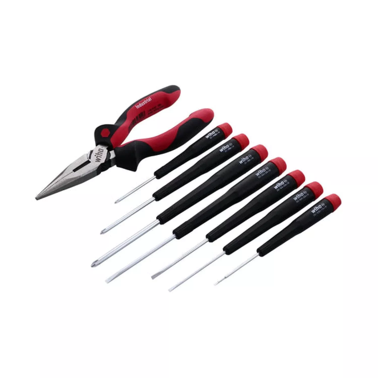 Wiha 26190 8 Piece Precision Slotted and Phillips Screwdrivers and Pliers Set
