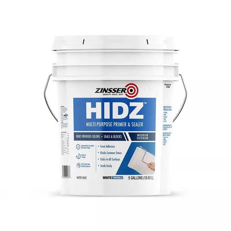 Zinsser Hidz White Water-based Primer And Sealer, Flat, 5 Gallon